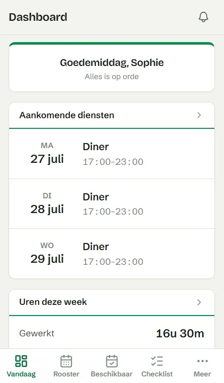 Staff app dashboard